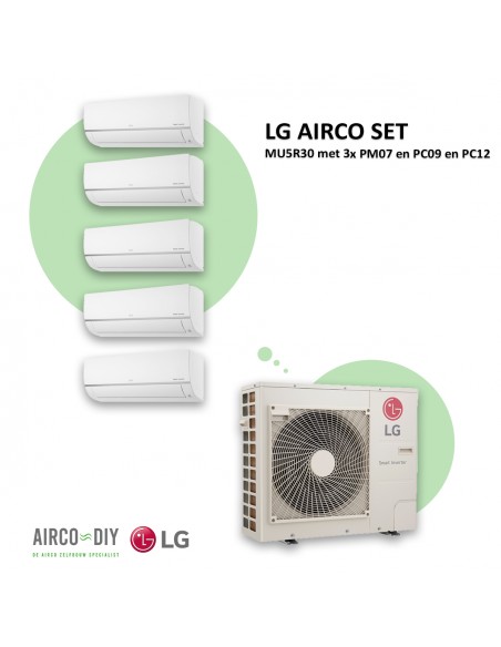 LG AIRCO set  MU5R30 met 3 x PM07 en PC09 en PC12