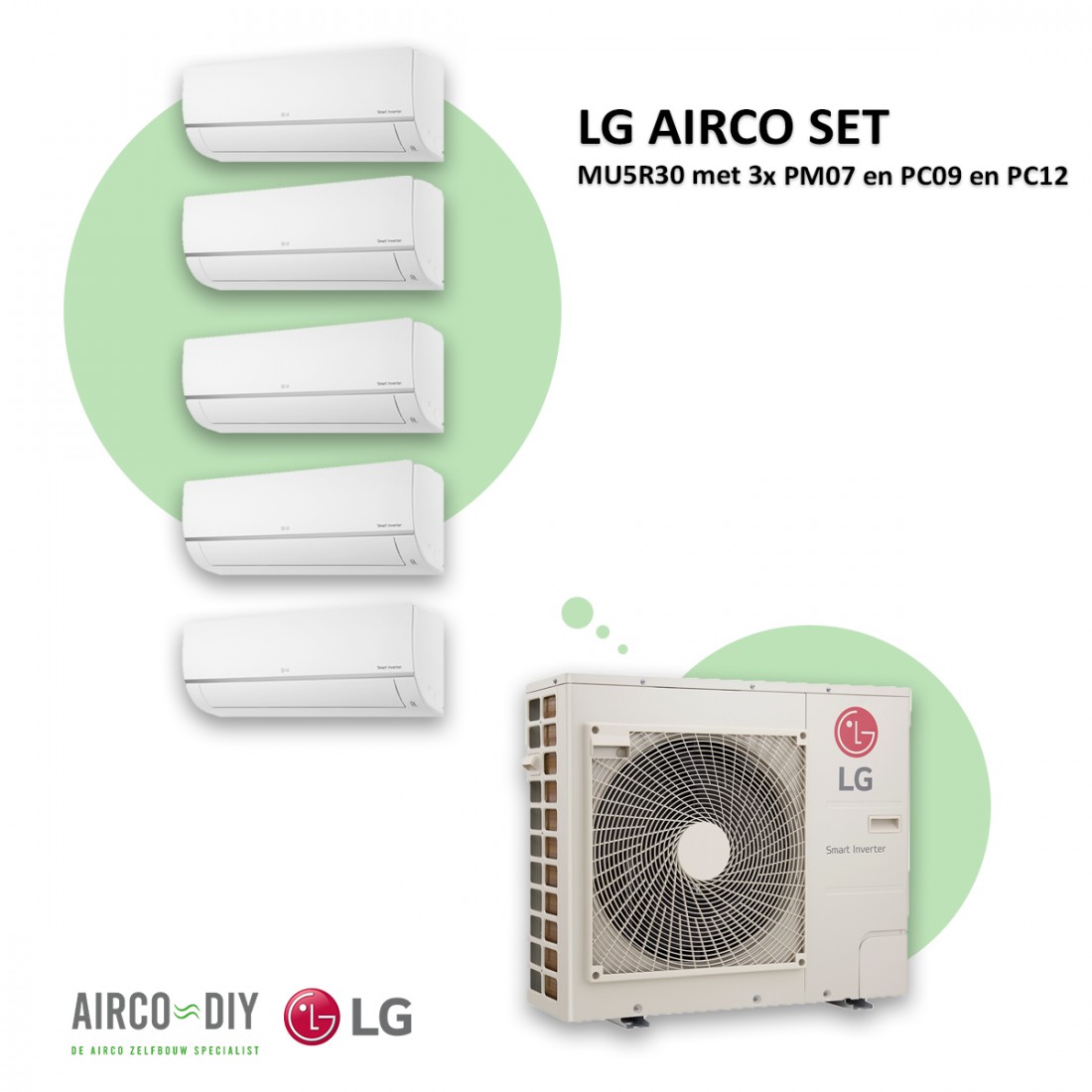 Allergisch Hover Baffle LG AIRCO set MU5R30 met 3 x PM07 en PC09 en PC12