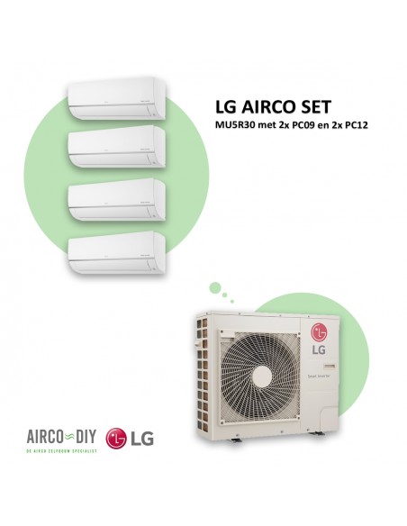 LG AIRCO set  MU5R30 met 2 x PC09 en 2 x PC12